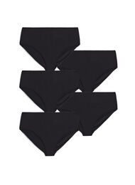 5-pak bomulds trusse med regul&aelig;r talje, Sort