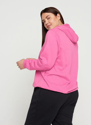 Sweatshirt med hætte og ribkanter, Phlox Pink, Model image number 1