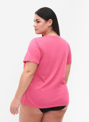 Bomulds t-shirt med tryk og korte ærmer, Hot Pink Create, Model image number 1