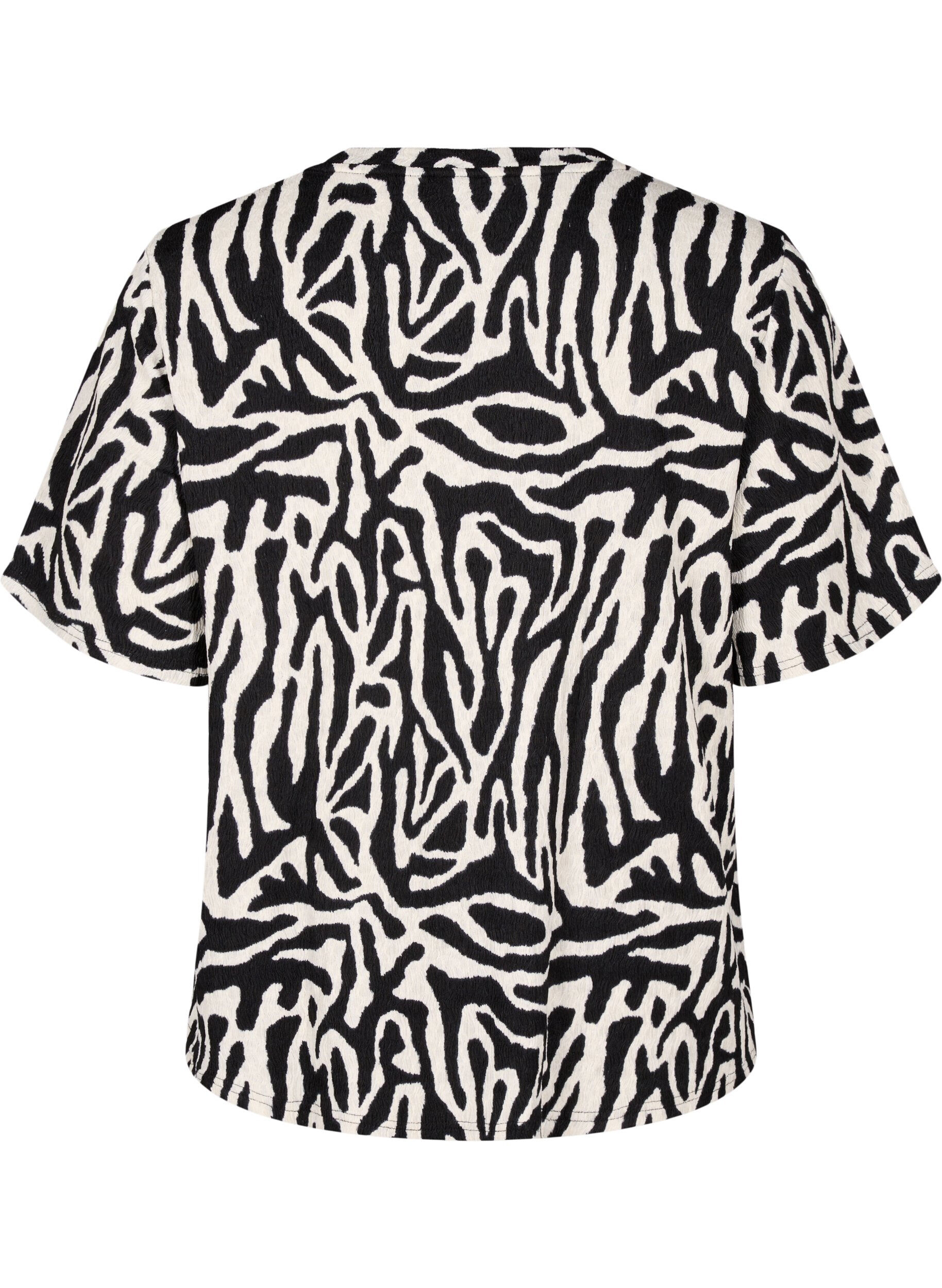 ZizziKort&aelig;rmet bluse med m&oslash;nster, Sort, Packshot image number 1