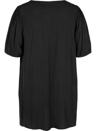 Viskose tunika med v-hals og knapper, Black, Packshot image number 1