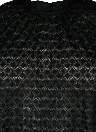 Langærmet bluse med mønstret tekstur, Black, Packshot image number 2