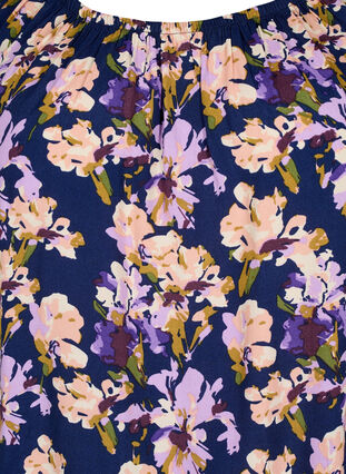 Blomstret viskose bluse med korte ærmer, Small Flower AOP, Packshot image number 2