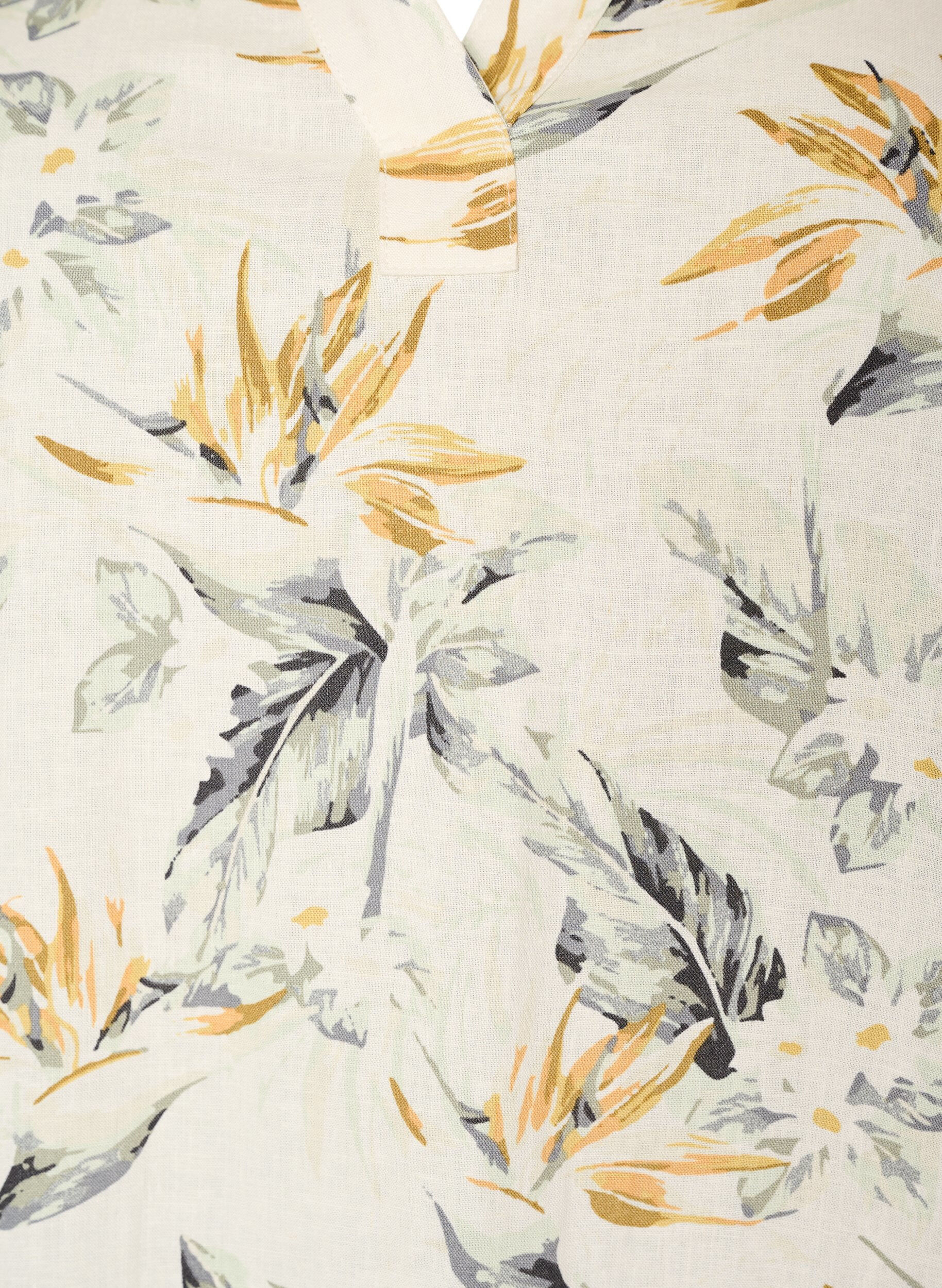 Zizzi Midikjole i h&oslash;r og viskose med 1/2 &aelig;rmer, Hvid, Packshot image number 2