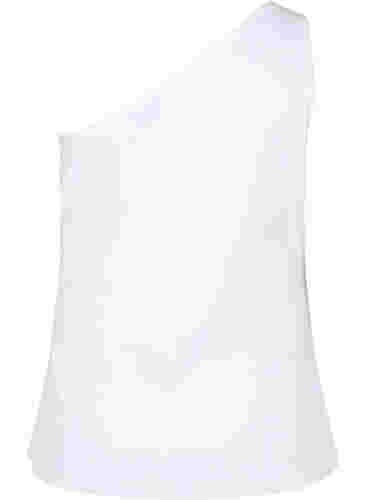 One-shoulder top i bomuld, Bright White, Packshot image number 1