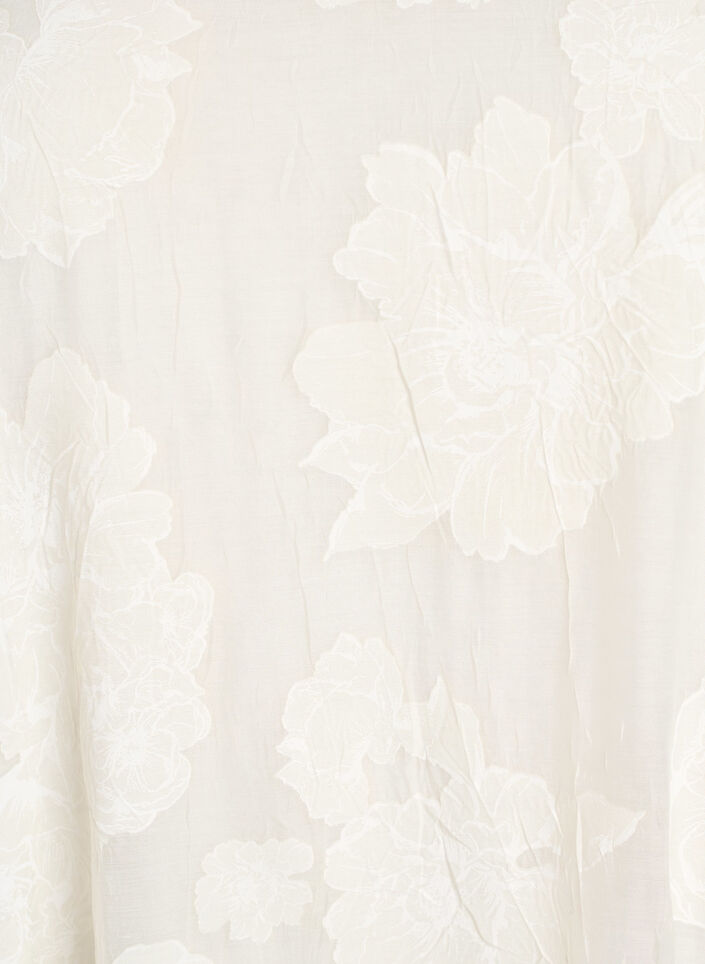 Midikjole med blomstermotiver og transparente 3/4-&aelig;rmer, Beige, Packshot image number 2