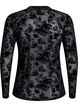 Meshbluse med blomsterm&oslash;nster, Sort, Packshot image number 1