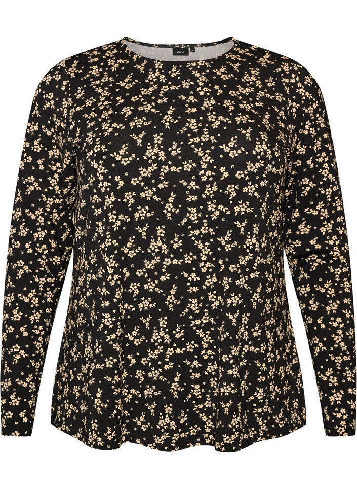 Bluse med lange &aelig;rmer, Sort, Packshot image number 0