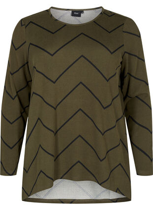 Mønstret bluse med lange ærmer, Army Zig Zag, Packshot image number 0