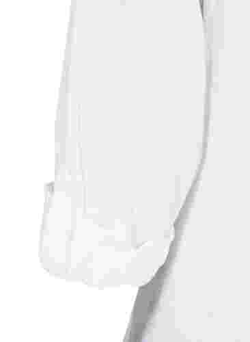Skjortebluse i bomuld med v-udskæring, Bright White, Packshot image number 3