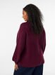 Ribstrikket sweater med ballon&aelig;rmer og knapper, M&oslash;rk Bordeaux, Model image number 2
