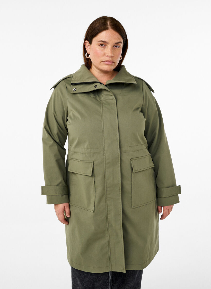 Vandafvisende parka jakke, Grøn, Model image number 0