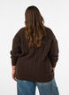 Strikbluse med kabelstrik og V-udsk&aelig;ring, Brun, Model image number 2