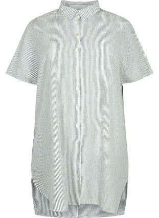 Lang skjorte med korte ærmer, Black Forest Stripe, Packshot image number 0