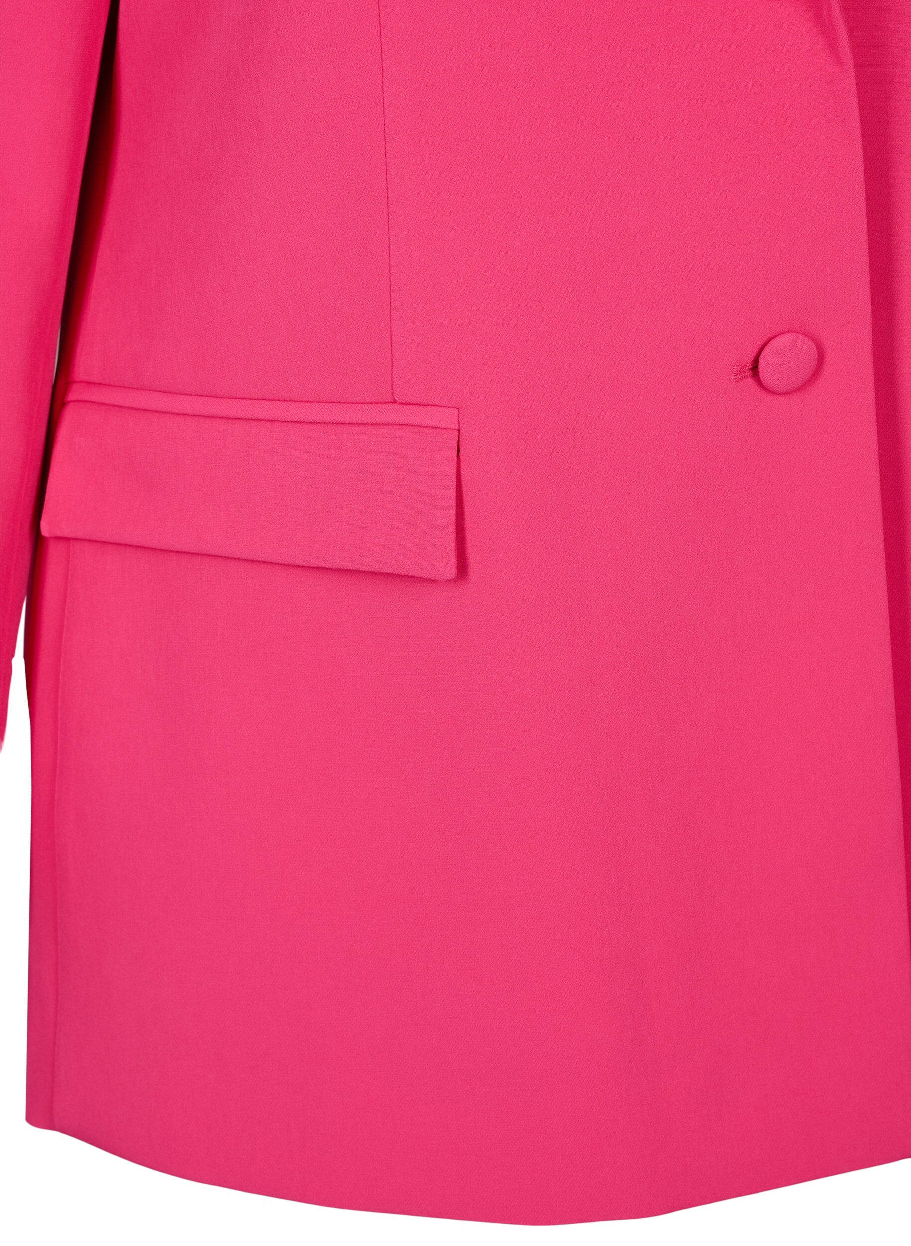 Zizzi Klassisk blazer med knaplukning, Pink Yarrow, Packshot image number 3