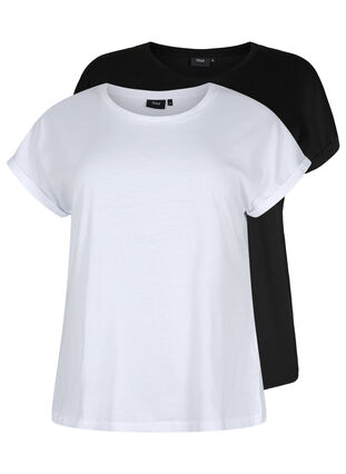 2-pak kortærmet t-shirts, Bright White / Black, Packshot image number 0