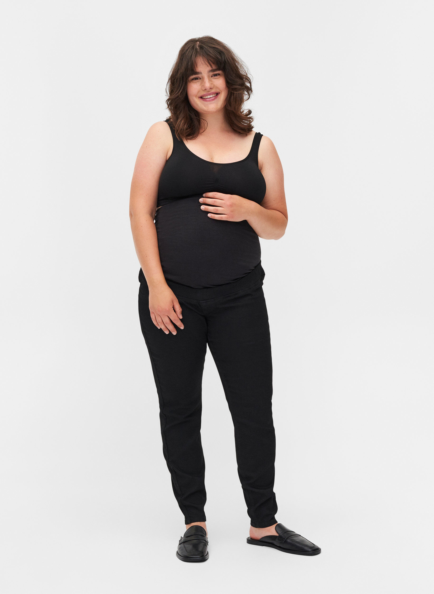Zizzi Graviditets jeggings med baglommer, Black, Model image number 3