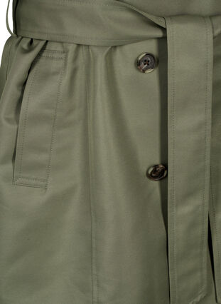 Kort trenchcoat med bælte, Dusty Olive, Packshot image number 3