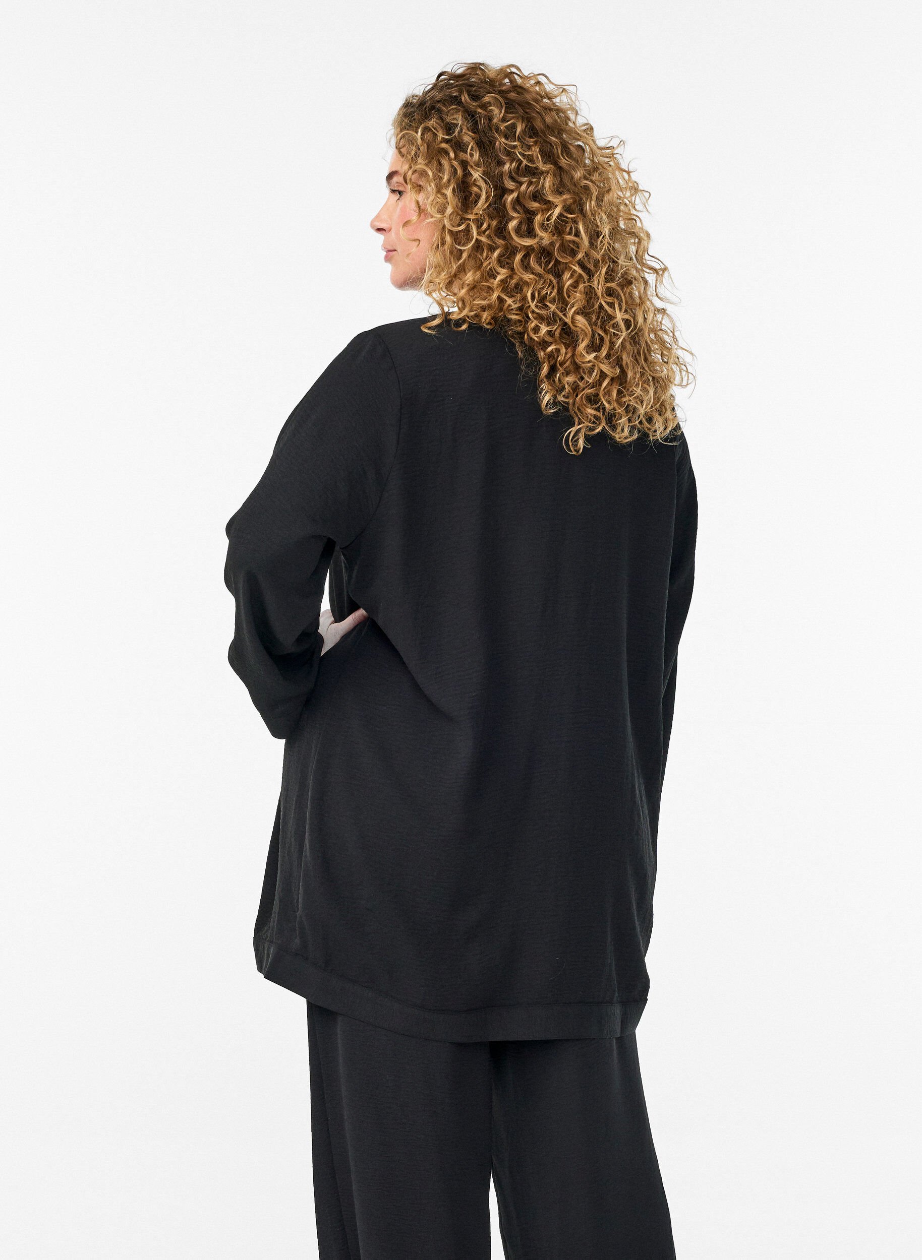 Zizzi Kimono med 7/8-&aelig;rmer, Sort, Model image number 2