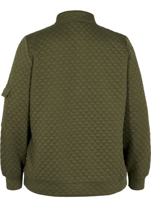 Quiltet sweatshirt med lynlås, Ivy Green, Packshot image number 1