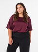 Satinbluse med albuelange &aelig;rmer, R&oslash;d, Model image number 0