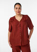 Skjortebluse med v-hals og korte &aelig;rmer, R&oslash;d, Model image number 0