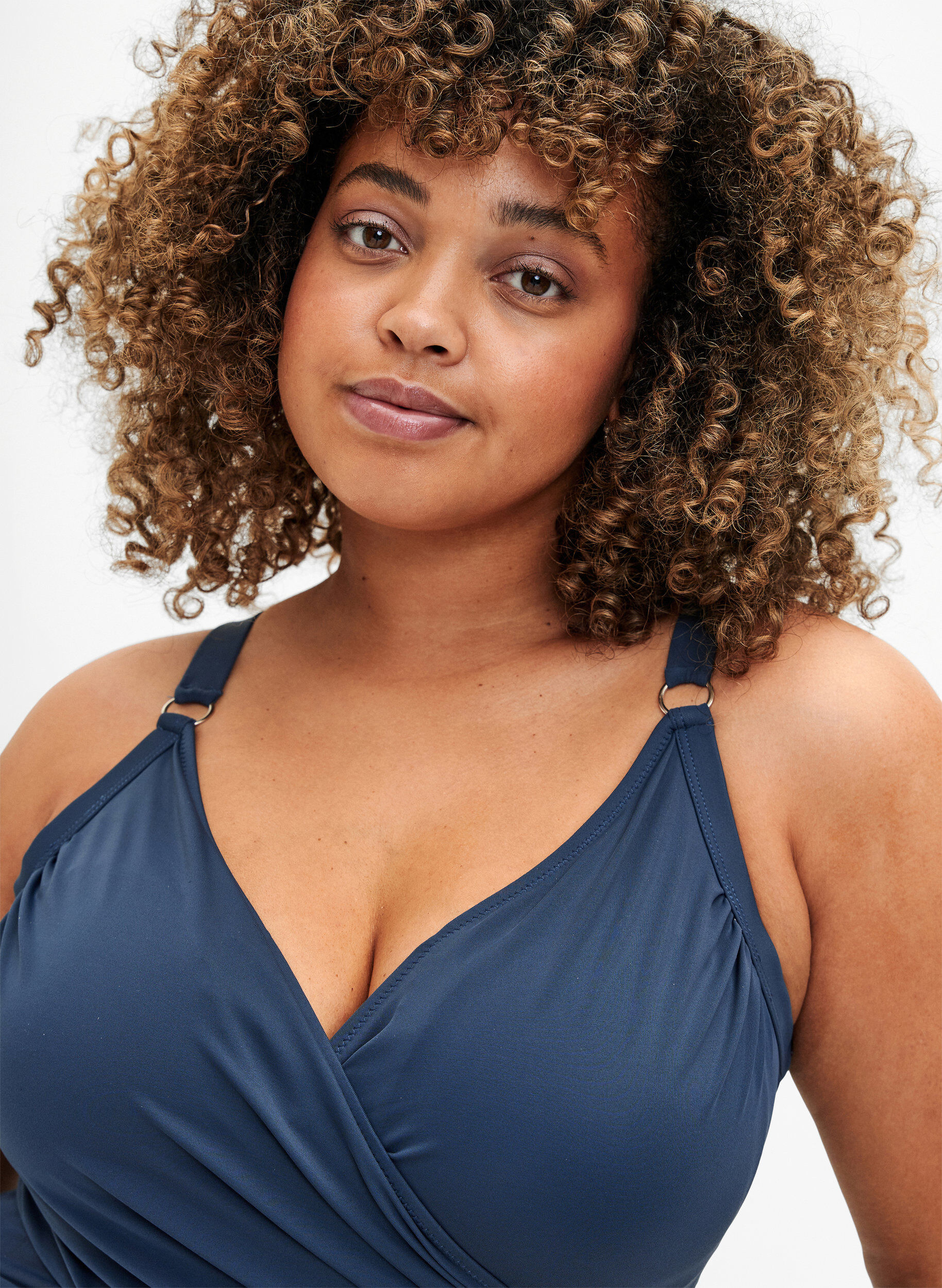 Zizzi Badedragt med wrap , Bl&aring;, Model image number 2