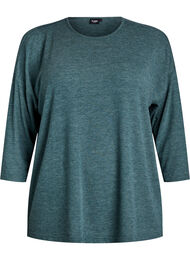 Jerseybluse med 3/4 &aelig;rmer, Gr&oslash;n