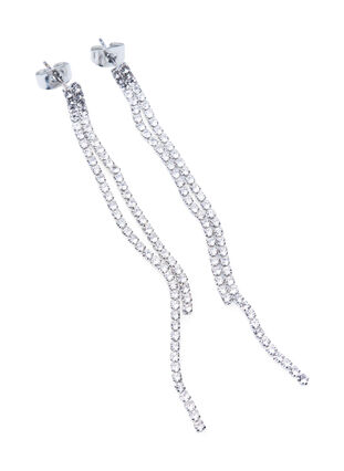Sølvfarvede kæde øreringe, Silver, Packshot image number 1