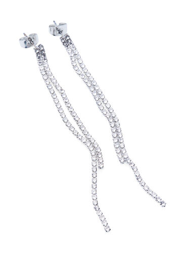 Sølvfarvede kæde øreringe, Silver, Packshot image number 1