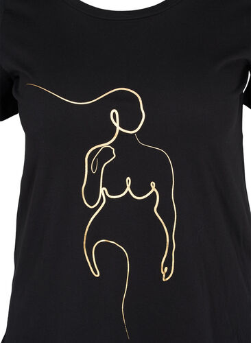 Bomulds t-shirt med print, Black w. Gold Foil , Packshot image number 2