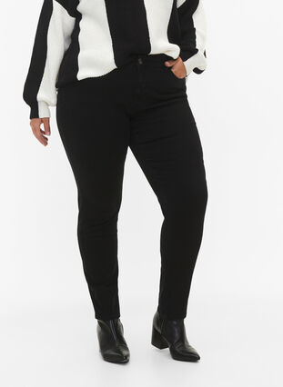 Emily jeans med normal talje og slim fit, Black, Model image number 2