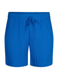 Shorts i bomuldsmusselin med lommer, Victoria blue