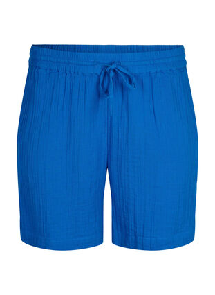Shorts i bomuldsmusselin med lommer, Victoria blue, Packshot image number 0
