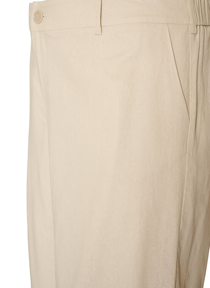 Bermudashorts i h&oslash;r og viskose med h&oslash;j talje, Beige, Packshot image number 2