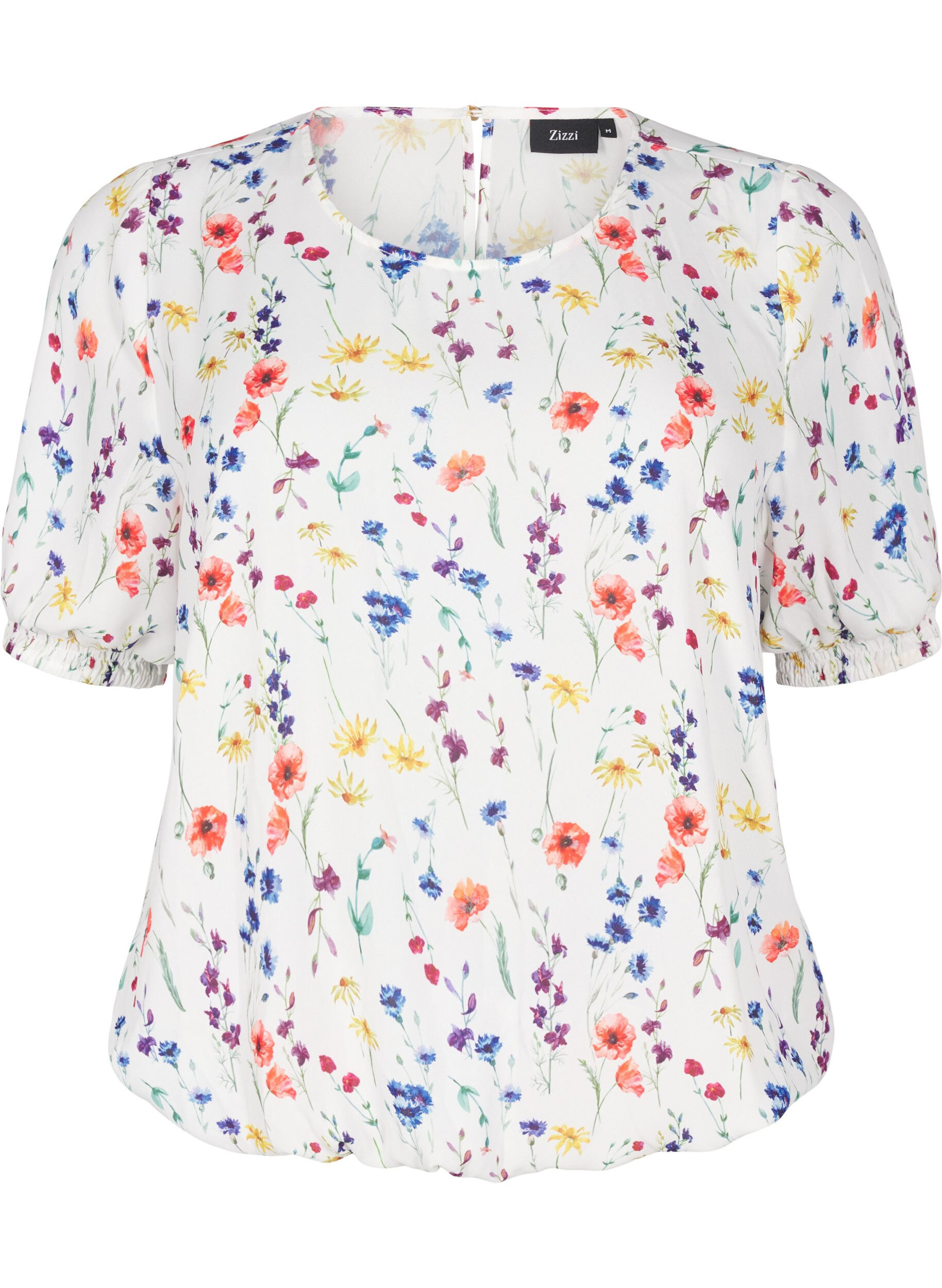 Blomstret bluse med smock