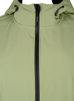 Kort softshell jakke med lommer, Oil Green, Packshot image number 2