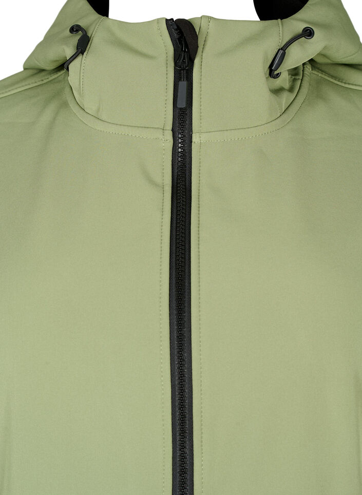 Kort softshell jakke med lommer, Oil Green, Packshot image number 2