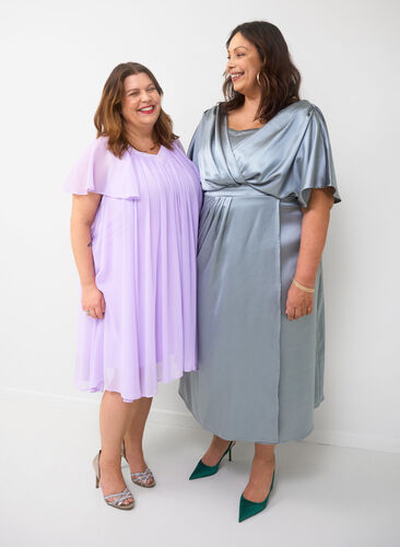 Løs kjole med korte ærmer, Purple Heather, Image image number 0