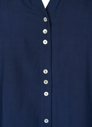 Viskose bluse med knaplukning og 3/4 ærmer, Navy Blazer, Packshot image number 2