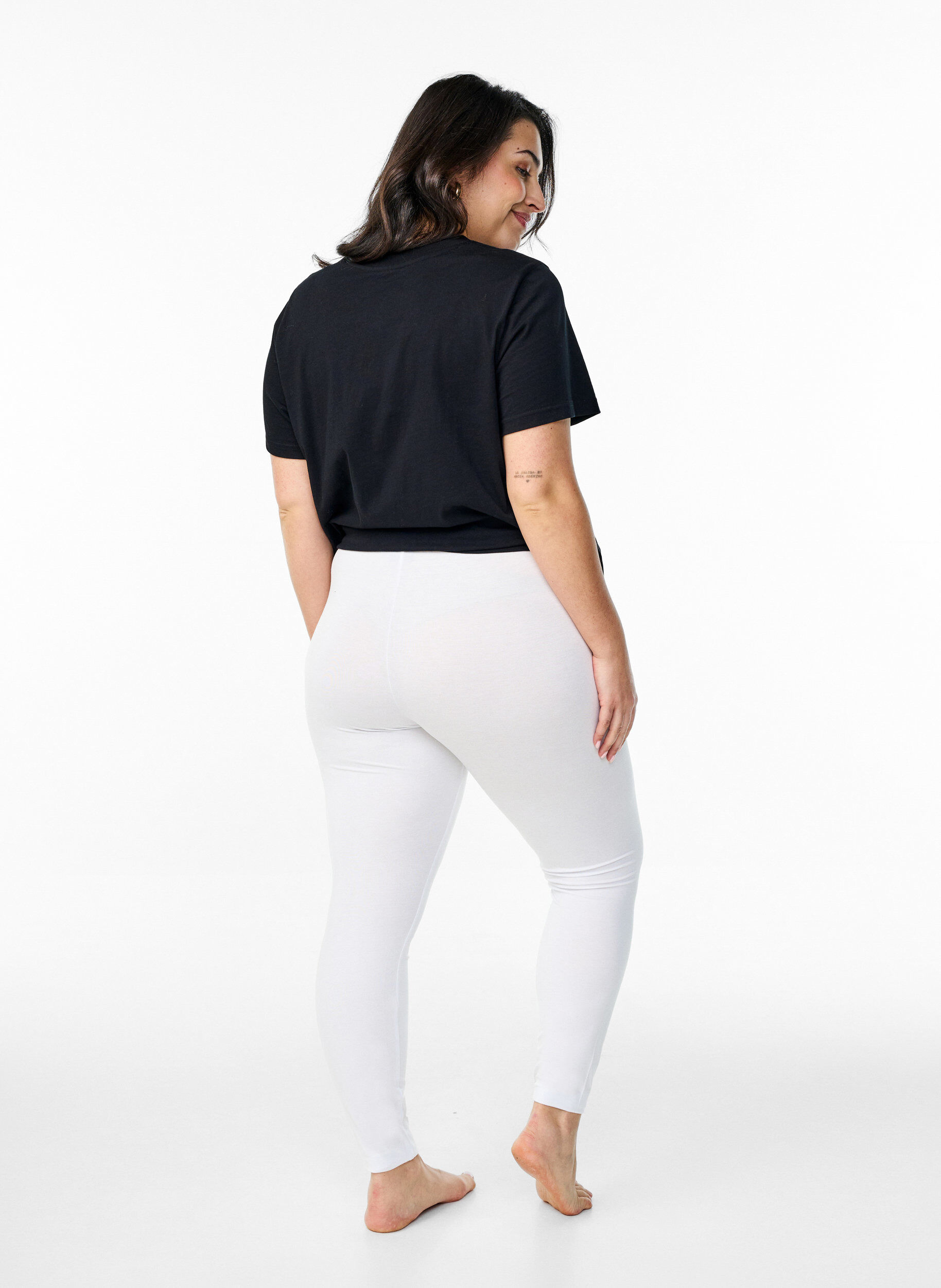 Zizzi Basis leggings i viskose, Hvid, Model image number 2