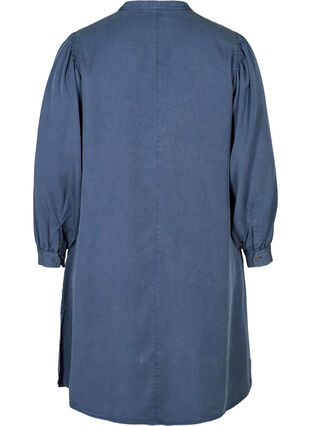 Kjole med lange pufærmer, Dark blue denim, Packshot image number 1