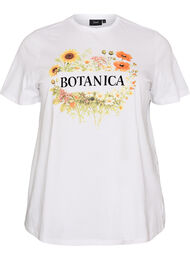 T-shirt i &oslash;kologisk bomuld med frontmotiv, Hvid