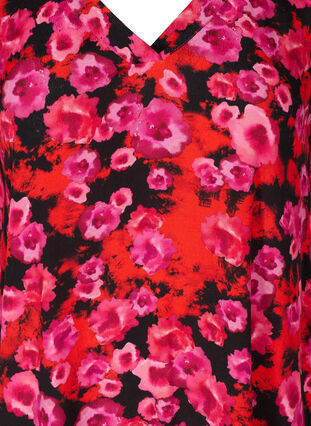 Viskose tunika med blomsterprint, RED FLOWER AOP, Packshot image number 2