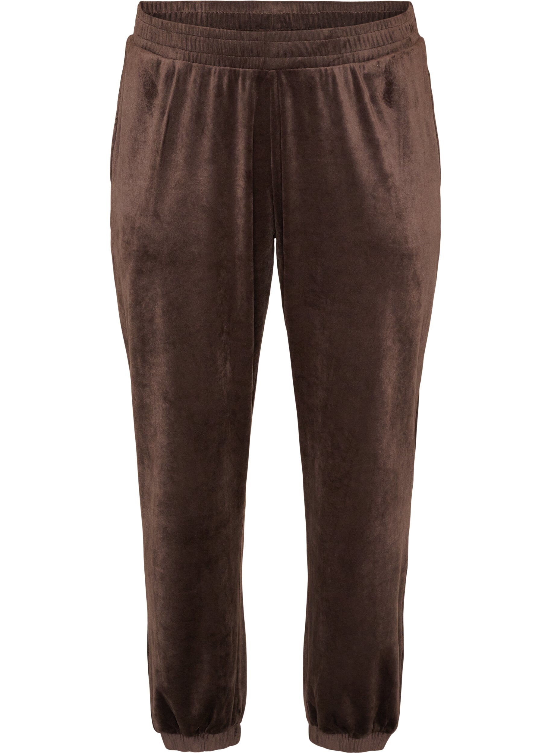 ZizziL&oslash;se bukser i velour, Brun, Packshot image number 0