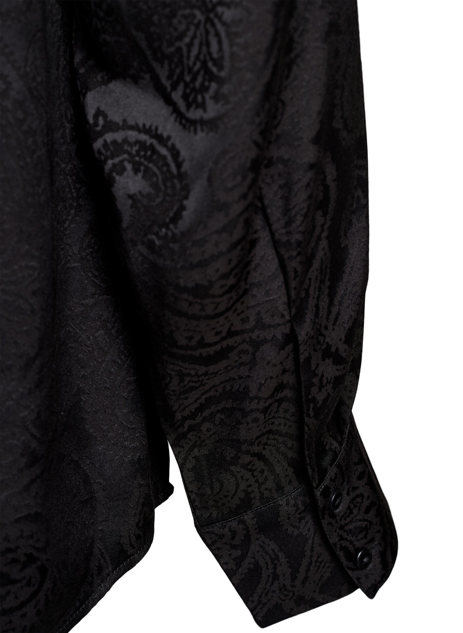 ZizziSkjorte med tone-i-tone paisleym&oslash;nster, Sort, Packshot image number 3