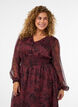 Maxikjole med blomsterprint og smock, M&oslash;rk Bordeaux, Model image number 2