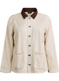 Jakke i farvet denim med kontrastkrave, Vanilla
