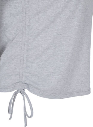 Cropped t-shirt med snøre, Light Grey Melange, Packshot image number 2