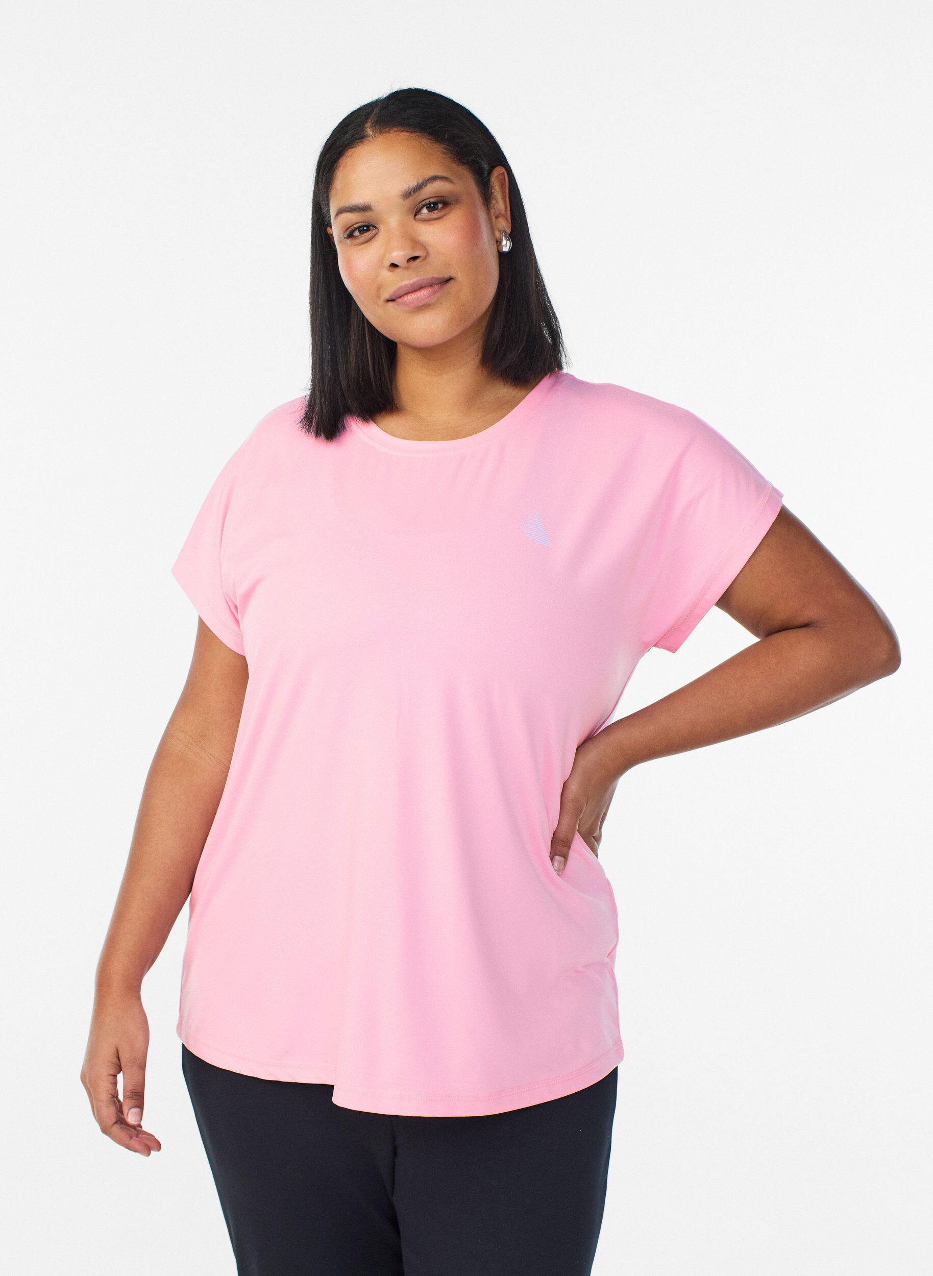 Ensfarvet tr&aelig;nings t-shirt, Lyser&oslash;d, Model
